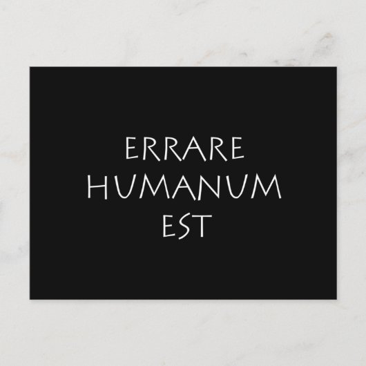 Erzeldzame humanum est briefkaart (Voorkant)