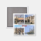 ES0144 Europa, Spanje, Zaragoza, Koelkast Magneet (Voorkant / Achterkant)