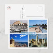 ES Alicante - Skyline - het strand van Postiguet - Briefkaart (Voorkant / Achterkant)