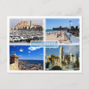 ES Alicante - Skyline - het strand van Postiguet - Briefkaart