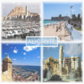 ES Alicante - Skyline - het strand van Postiguet - Sticker (Voorkant)