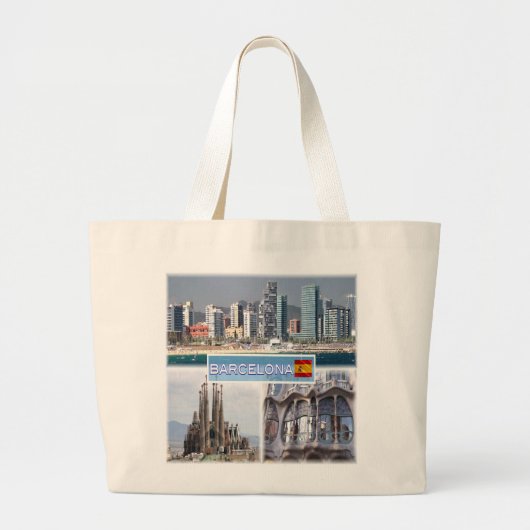 ES Barcelona - Skyline - Skyline - Sagrada Familia Grote Tote Bag (Voorkant)