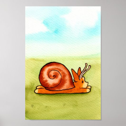 Es-Corg-O Snail-Corgi-Waterverf Afdrukken Poster (Voorkant)