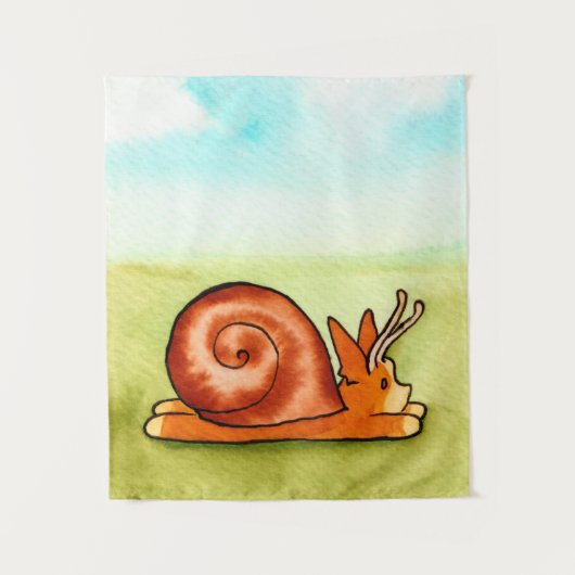 Es-Corg-O Snail Corgi Waterverf Wandkleed (Voorkant)