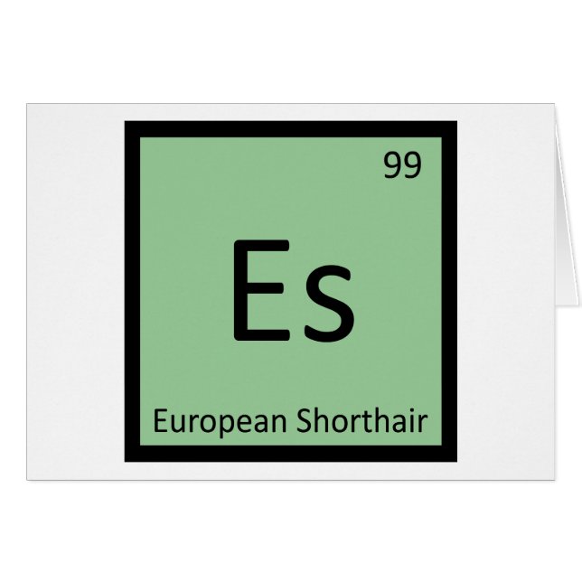 Es - Europese Kortharige Kat Chemie Element (Voorkant Horizontaal)