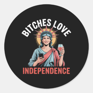 ES Love Independence Funny 4th of July voor vrouwe Ronde Sticker