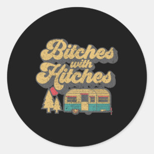 Es Met Trekhaakjes Funny Retro Camping Rv Camper C Ronde Sticker