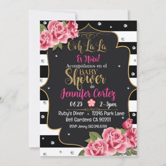 Es niña invitacion de baby shower kaart (Voorkant)