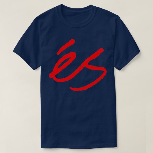 ES Skateboarden in rood T-shirt (Design voorkant)