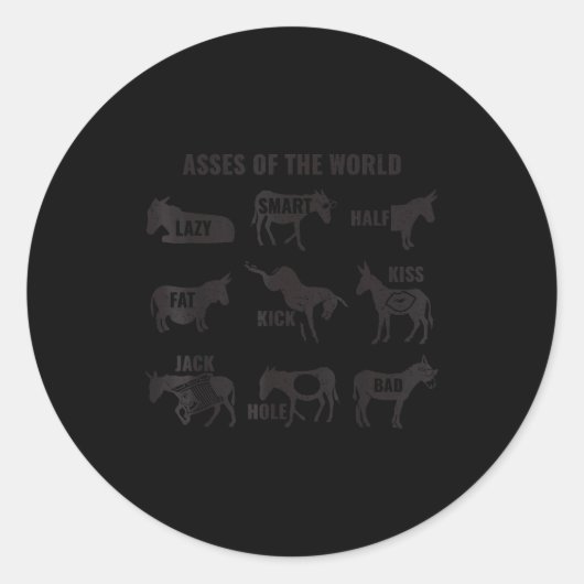 Es The World Funny Lazy Smart Half Fat Kick Kiss  Ronde Sticker (Voorkant)