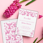 Es una invitación rosa otomí Chica Aankondiging