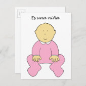 Es una Niña Het is een meisje in het Spaans Aankondigingskaart (Voorkant / Achterkant)