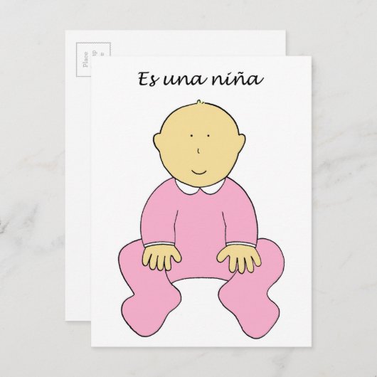 Es una Niña Het is een meisje in het Spaans Aankondigingskaart (Voorkant / Achterkant)