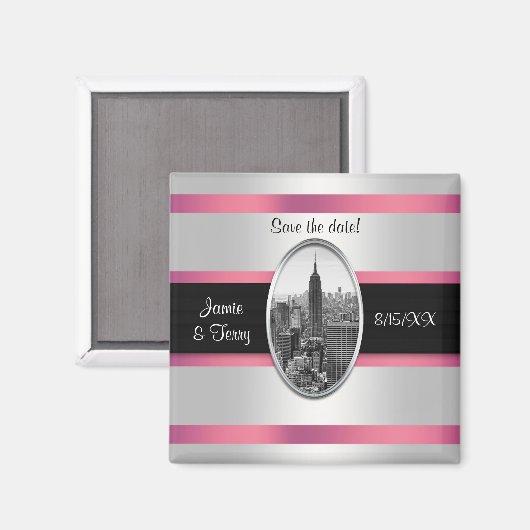 ESB Bewaar de datum Wit Roze Magneet (Voorkant / Achterkant)