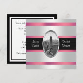 ESB Bruiloft Uitnodiging Wit Roze (Voorkant / Achterkant)