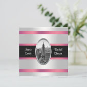 ESB Bruiloft Uitnodiging Wit Roze (Staand voorkant)
