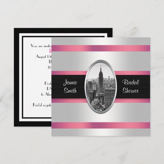 ESB Douche Uitnodigen Wit Roze Kaart (Voorkant / Achterkant)