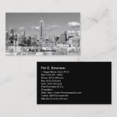 ESB NYC Skyline Puffy Wolken BW Visitekaartje (Voorkant / Achterkant)