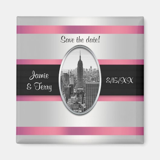ESB Save the Date Wit Roze Magneet (Voorkant)