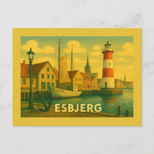 Esbjerg Man Ontmoet Zee Briefkaart (Voorkant)
