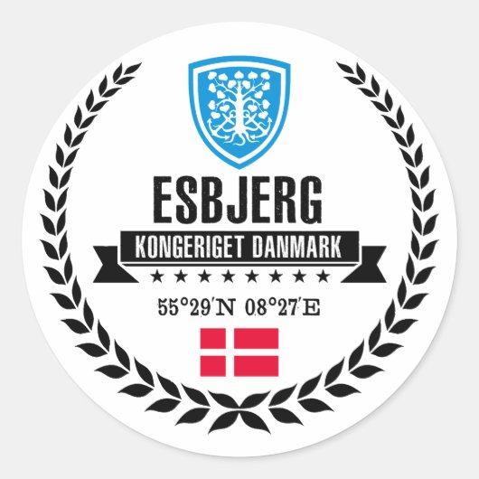 Esbjerg Ronde Sticker (Voorkant)