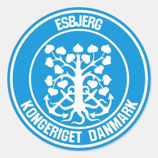 Esbjerg Round Emblem Ronde Sticker (Voorkant)