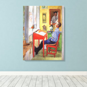 Esbjorn doet zijn huiswerk door Carl Larsson Canvas Afdruk