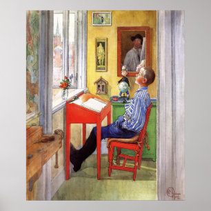 Esbjorn doet zijn huiswerk door Carl Larsson Poster