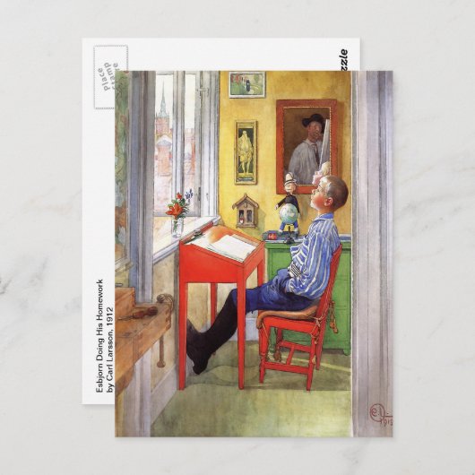Esbjorn doet zijn thuiswerk door Carl Larsson Briefkaart (Voorkant / Achterkant)