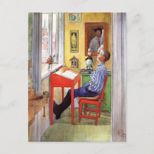 Esbjorn doet zijn thuiswerk door Carl Larsson Briefkaart (Voorkant)