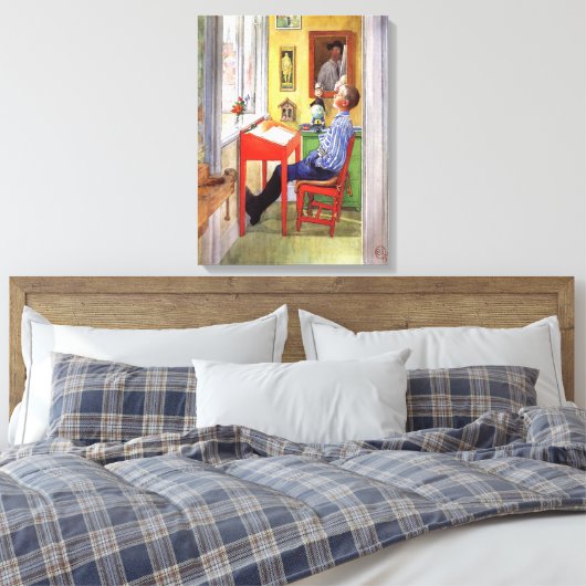 Esbjorn doet zijn thuiswerk door Carl Larsson Canvas Afdruk (Insitu (Slaapkamer))