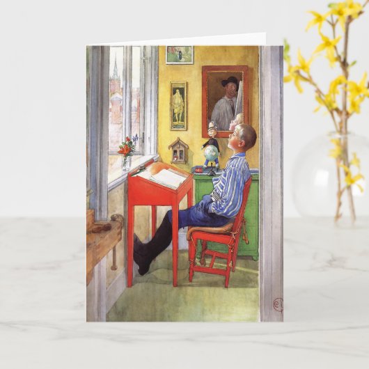 Esbjorn doet zijn thuiswerk door Carl Larsson Kaart (Gele Bloem)