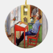 Esbjorn doet zijn thuiswerk door Carl Larsson Keramisch Ornament (Achterkant)