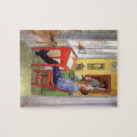 Esbjorn doet zijn thuiswerk door Carl Larsson Legpuzzel (Horizontaal)