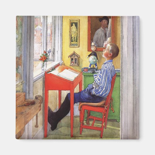 Esbjorn doet zijn thuiswerk door Carl Larsson Magneet (Voorkant)