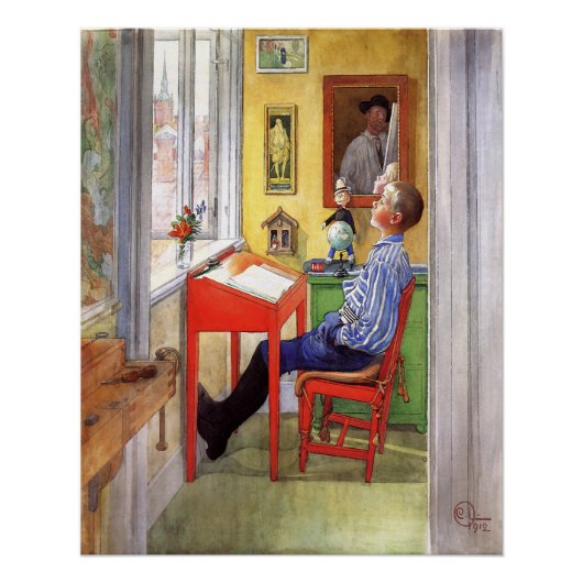 Esbjorn doet zijn thuiswerk door Carl Larsson Poster (Voorkant)