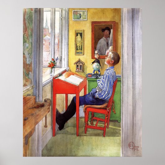 Esbjorn doet zijn thuiswerk door Carl Larsson Poster (Voorkant)