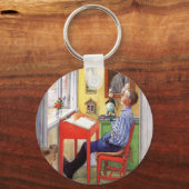 Esbjorn doet zijn thuiswerk door Carl Larsson Sleutelhanger (Voorkant)