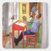 Esbjorn doet zijn thuiswerk door Carl Larsson Vierkante Sticker (Voorkant)