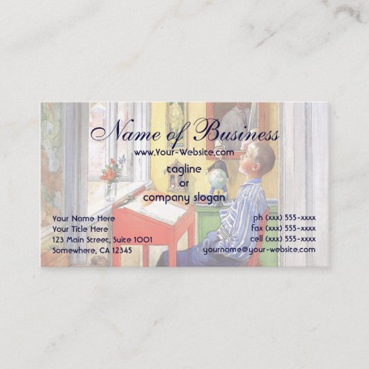 Esbjorn doet zijn thuiswerk door Carl Larsson Visitekaartje (Voorkant)