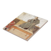 Esborjn en haar grootvader (meisje en opa) tegeltje (Zijkant)