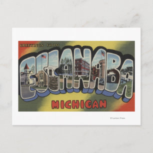 Escanaba, Michigan - Grote lettertjes Briefkaart