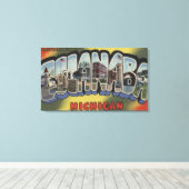 Escanaba, Michigan - Grote lettertjes Canvas Afdruk (Insitu (Houten vloer))