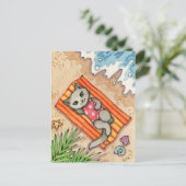 Escape - Cute Beach Cat Art Briefkaart (Staand voorkant)