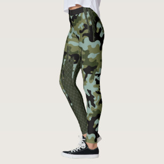 Escape Forest Camouflage Blue Lake Grid Leggings