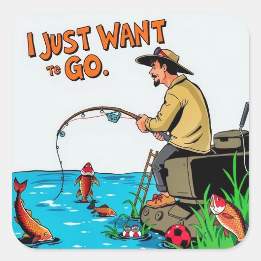 Escape into Serenity: de droom van een visser Vierkante Sticker (Voorkant)