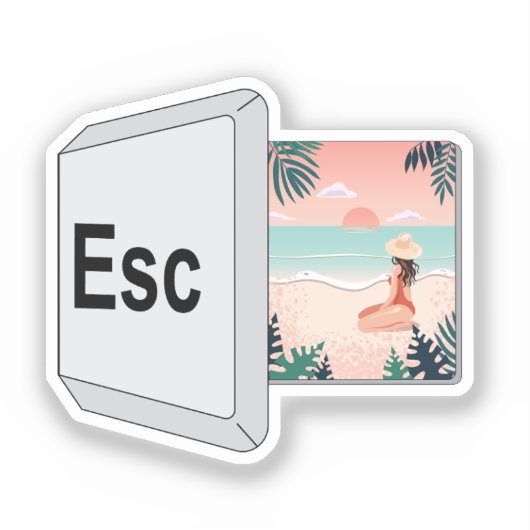 Escape keyboard naar het strand paradijs sticker (Voorkant)