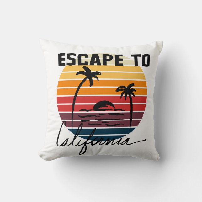 Escape naar California Retro  Sunset kleuren Kussen (Voorkant)