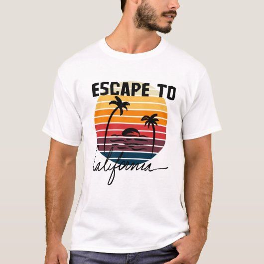 Escape naar California Retro  Sunset kleuren T-shirt (Voorkant)