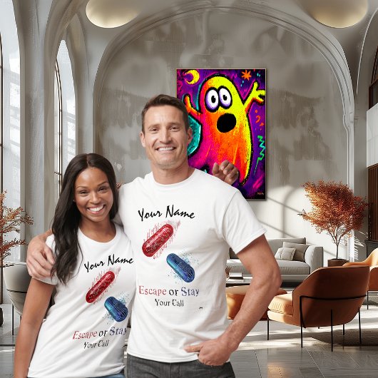 Escape or Stay - Red and Blue Pill Cyberpunk Art T-shirt